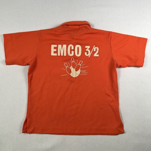 70s King Louie Double Knit Bowling Shirt Men’s Large Orange Short Sleeve 1/4 Zip - Picture 13 of 16